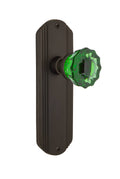 Single Dummy Crystal Emerald Glass Door Knob in Oil-Rubbed Bronze C890
