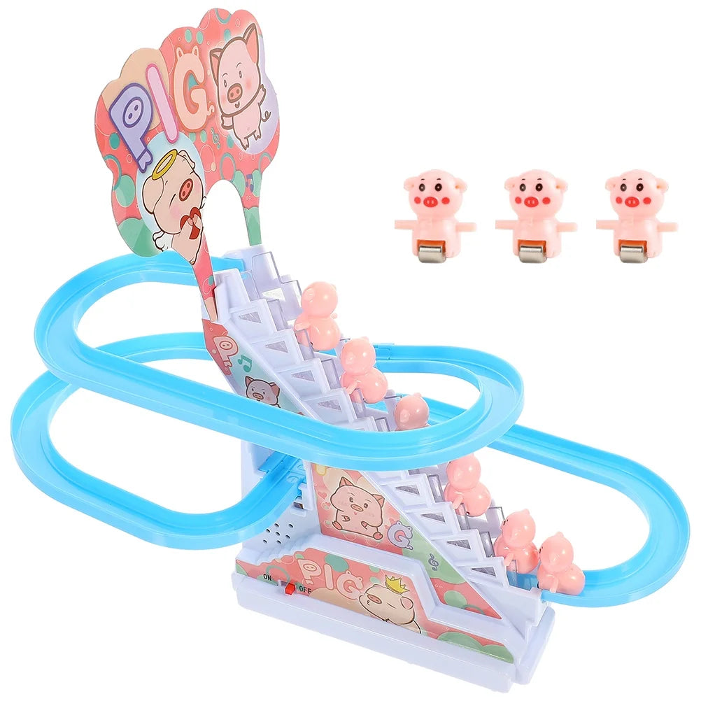 Piggy Sliding Toys Electric Piggy Climbing Stairs Tracks Slide Toy U13283