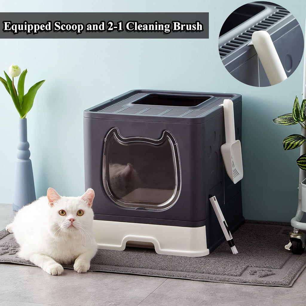 Black Covered Cat Litter Box with Lid T328