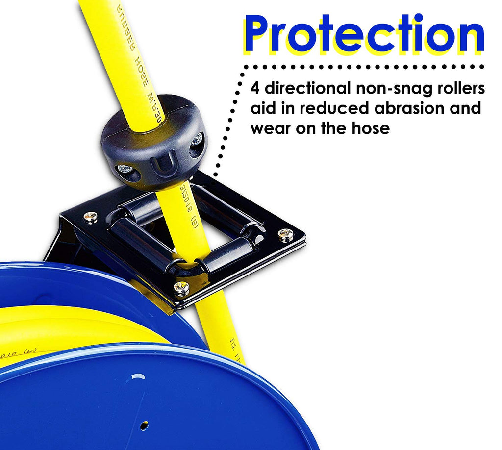 Retractable 1/2" x 65' SBR Rubber Air Hose Reel, 300PSI Steel Single Arm X81016