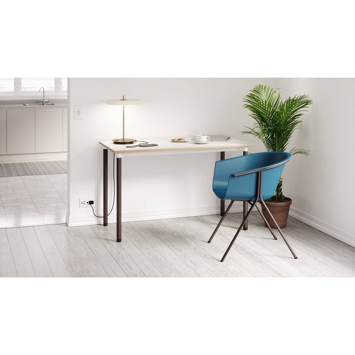 White Office Desk with Casters Z554837