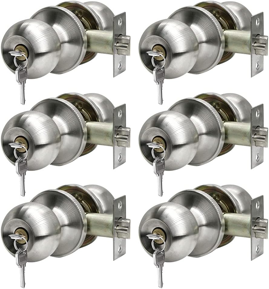 Satin Nickel 6 Pack Stainless Steel Passage Door Knob G2827