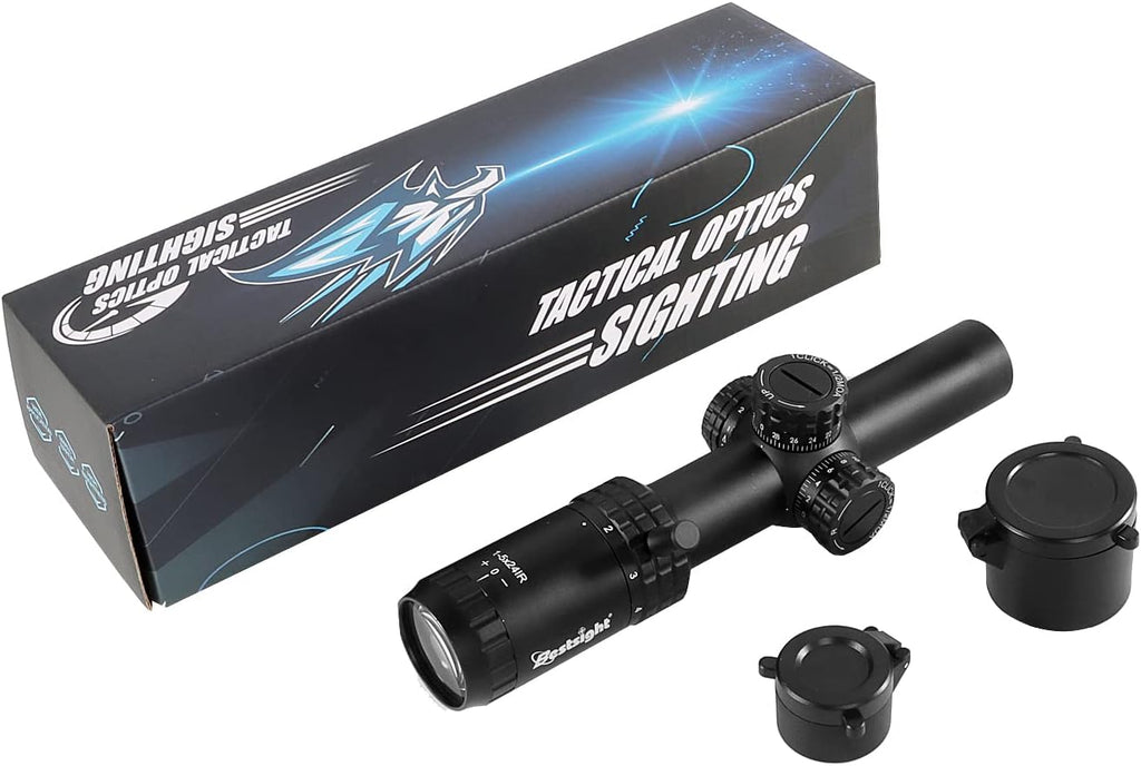 1-5x24 Rifle Scope SFP Tactical Optic Sight with Adjustment Lock Includes Scope Mount Rear Optical Glass Pack of 2 D766