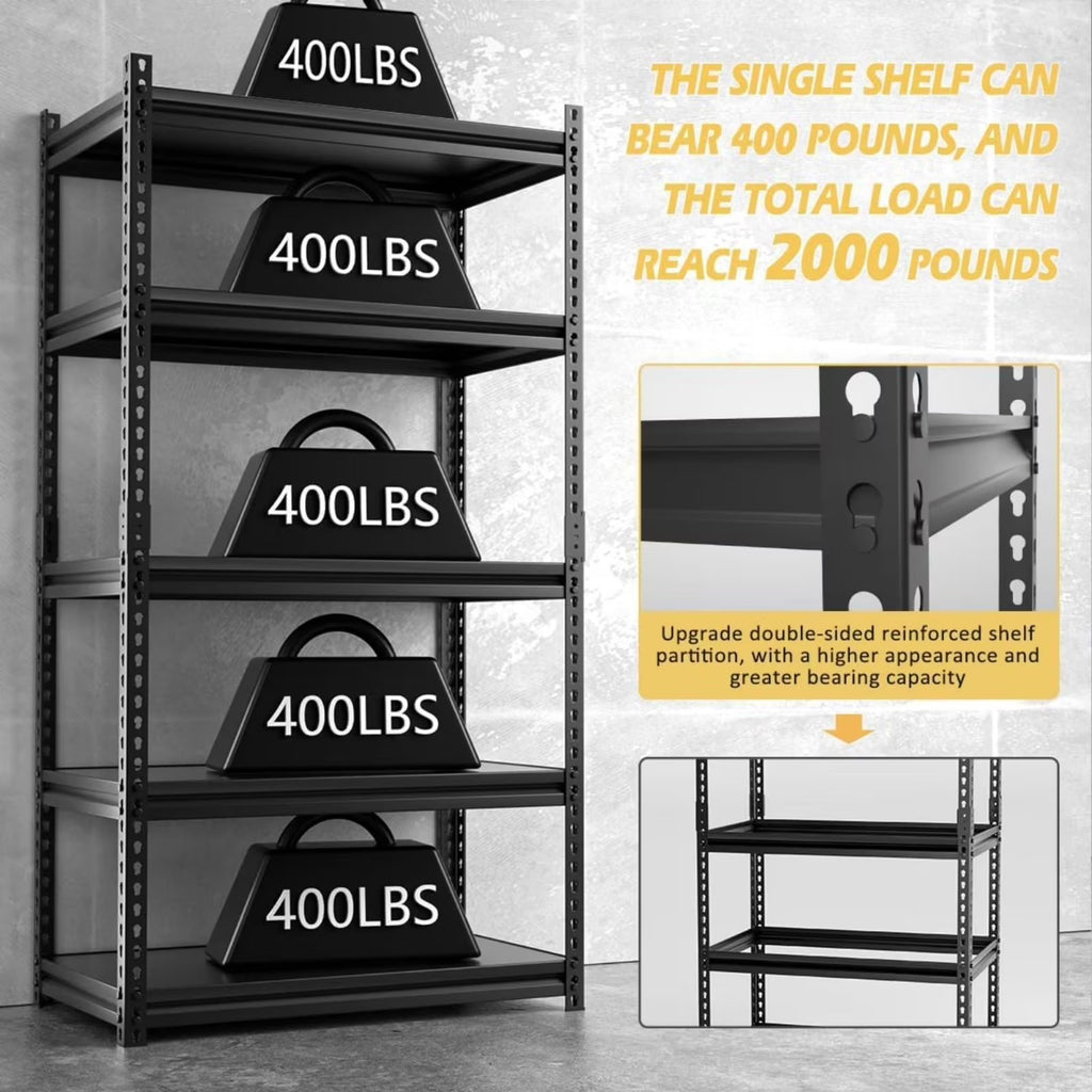 Heavy Duty 5-Tier Metal Garage Storage Shelving Rack, 35.8" W x 16.2" D x 72" H E7352