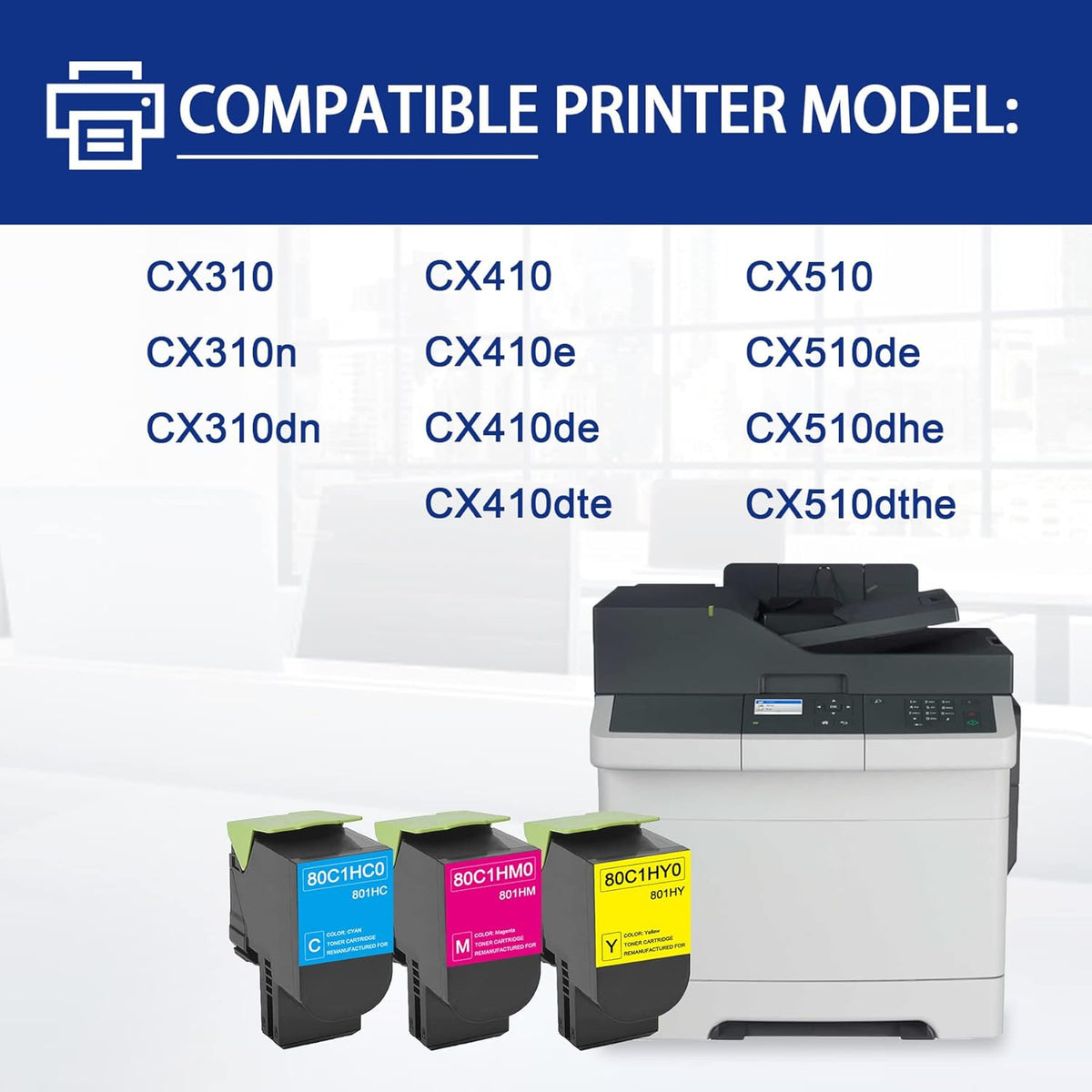 2-Pack Magenta Toner Cartridge for Lexmark CX510 CX310 CX410 Printer F809236