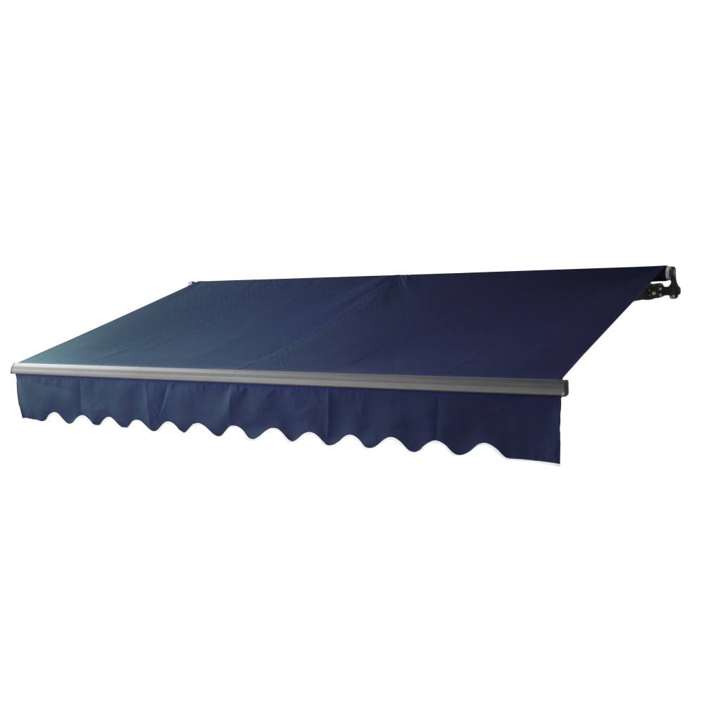 13 x 10 ft. Black Frame Retractable Patio Canopy Awning Blue P874843