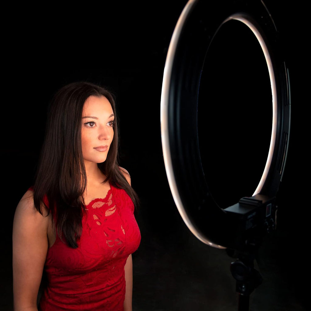 18 Dimmable Bi-Color LED Video Ring Light Kit with Phone Holder and Light Stand N78564
