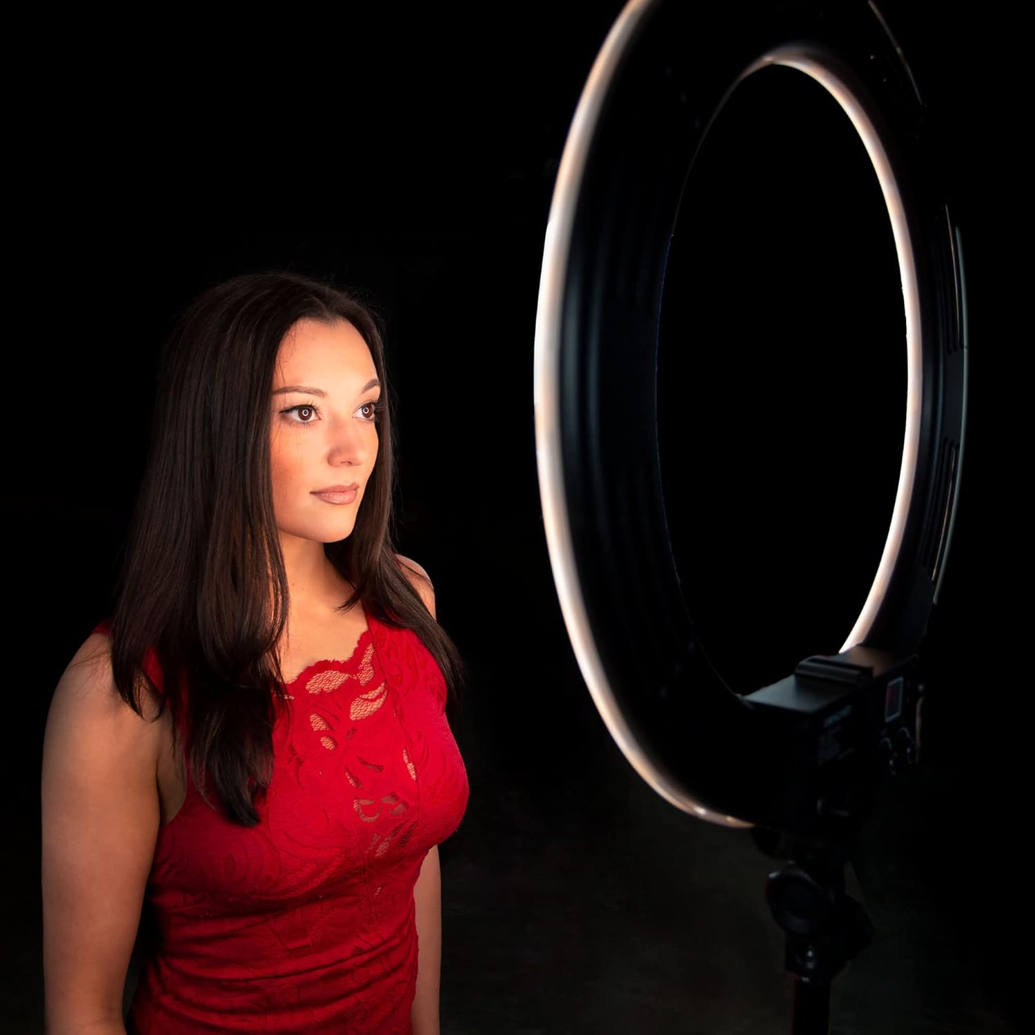 18 Dimmable Bi-Color LED Video Ring Light Kit with Phone Holder and Light Stand N78564