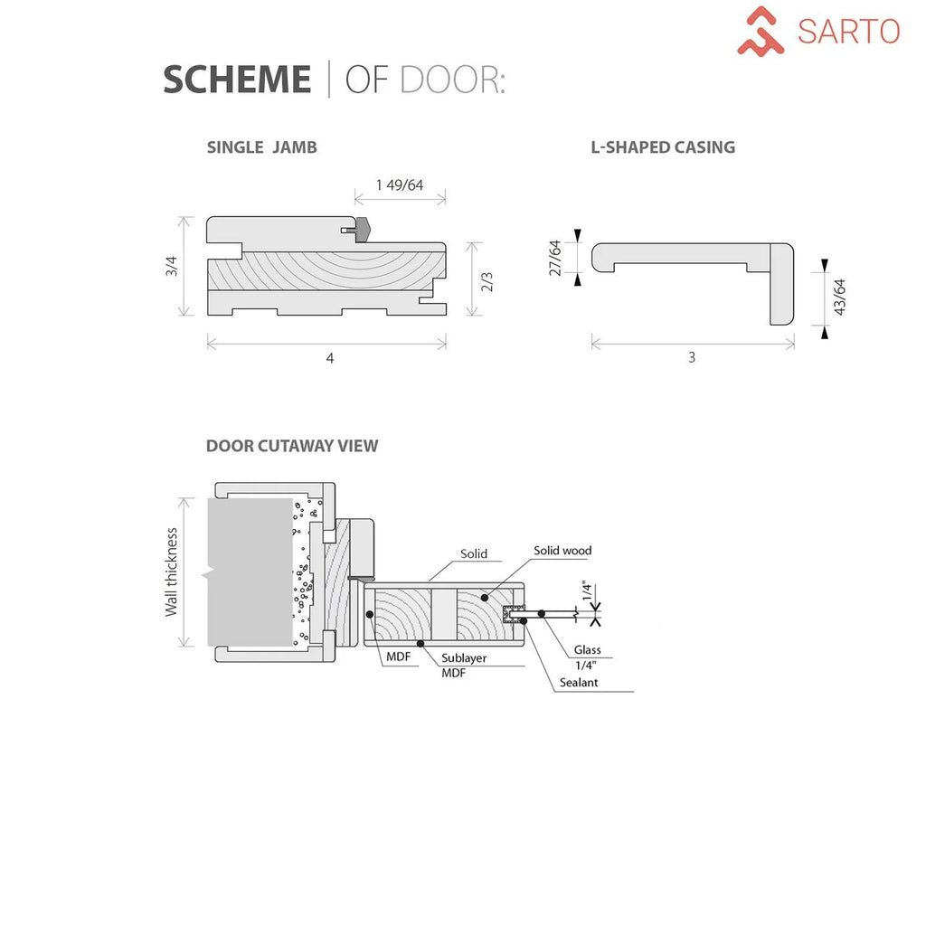 Frosted Glass Door 28 x 80 C56114