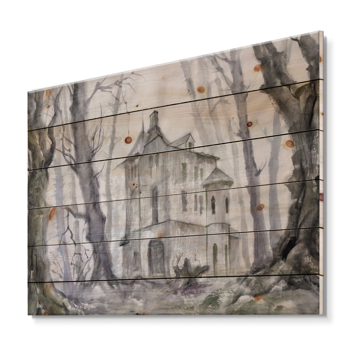 Traditional Print on Natural Pine Wood Y4607