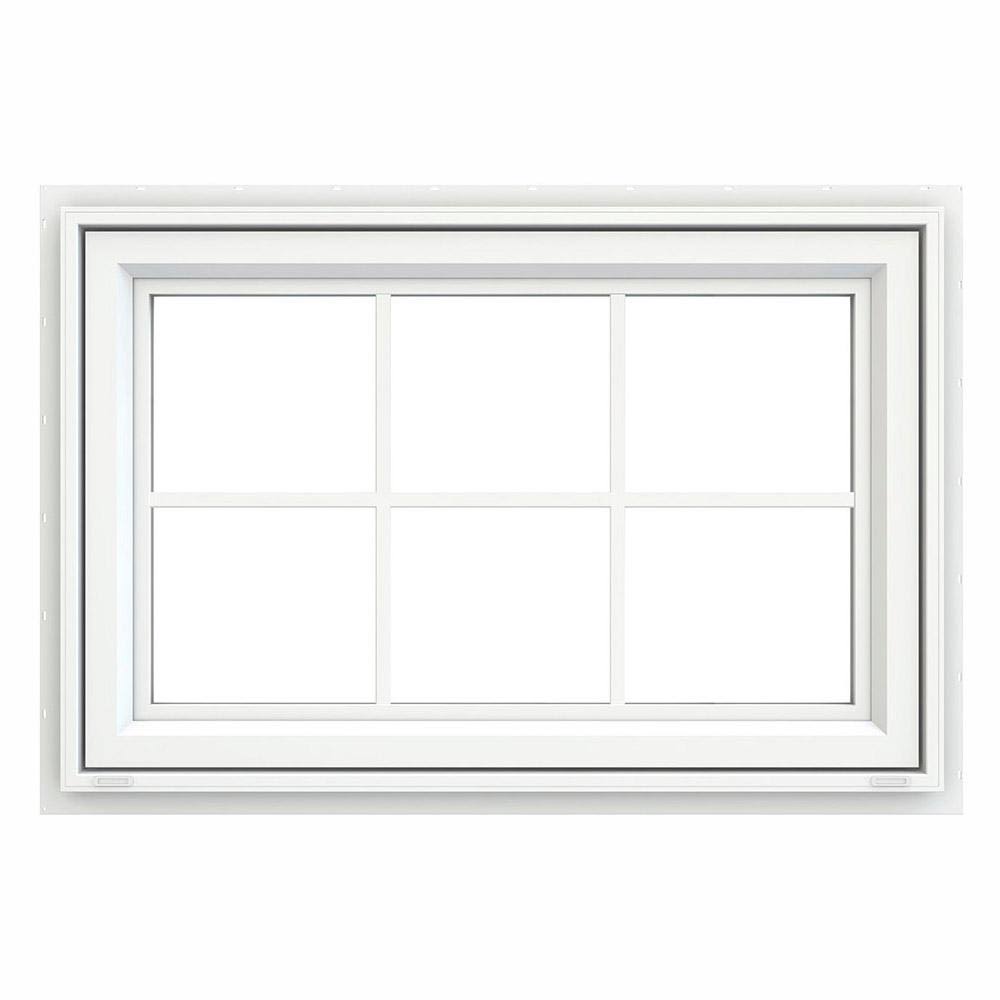 White Vinyl Awning Window with Colonial Grids O6764