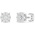 10K White Gold Diamond Cluster Stud Earrings E428