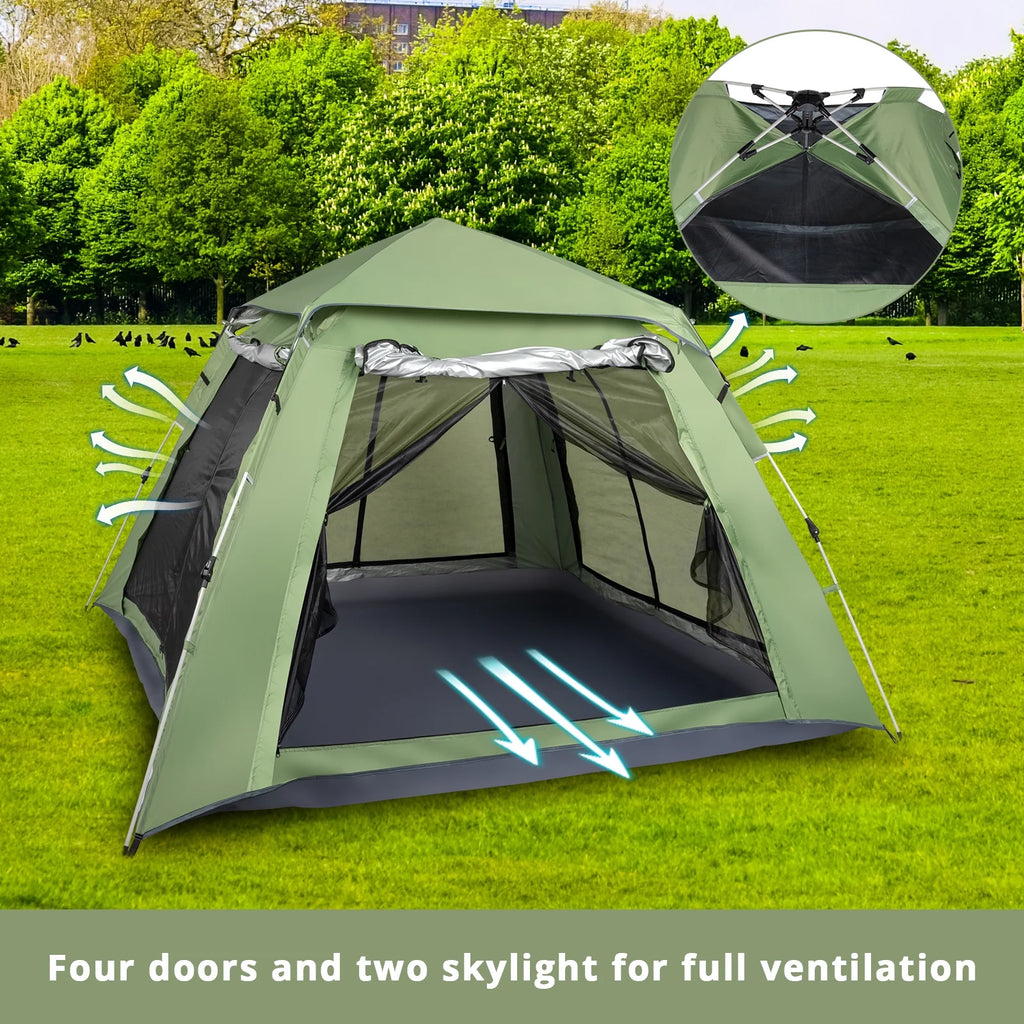 Green Quick Open Camping Tent for 4 Person X73797