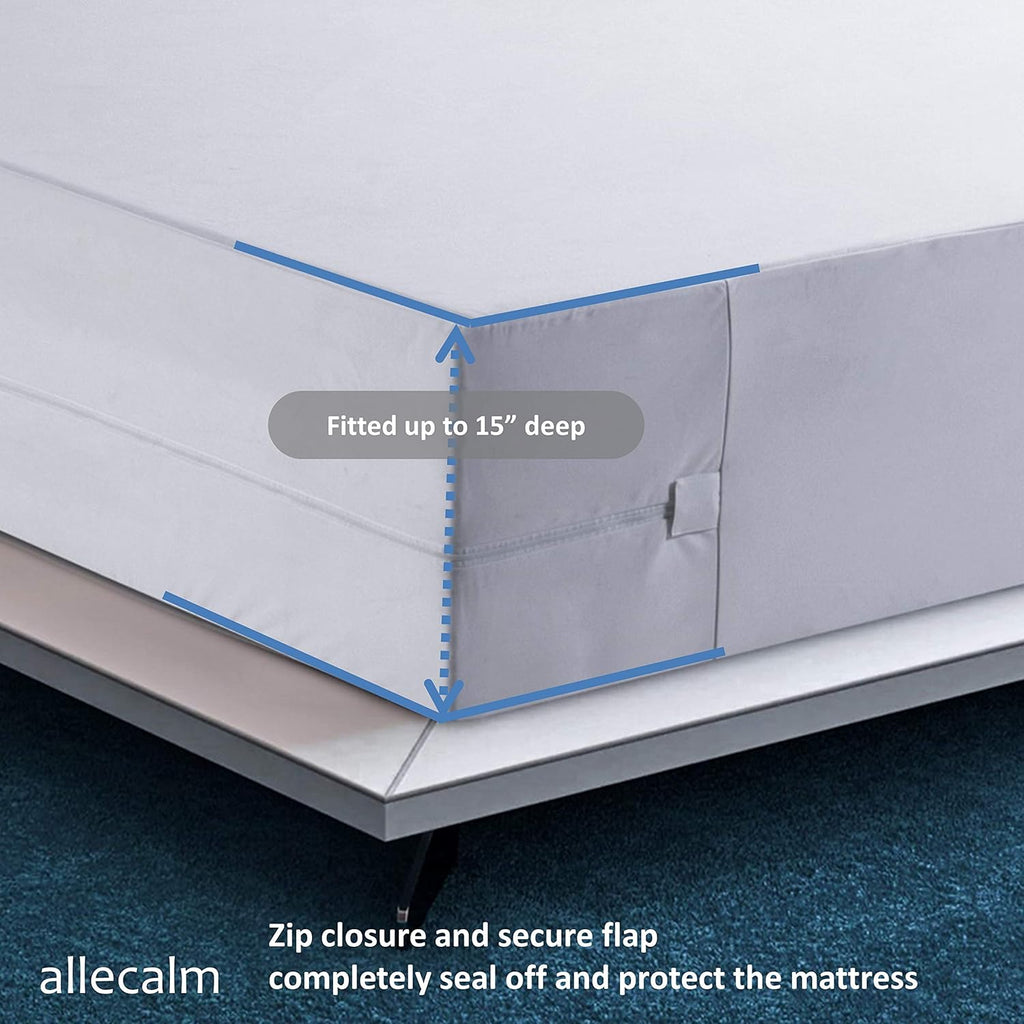 Zippered Waterproof Mattress Encasement Full Size with Cotton Top Pad Cover L11422