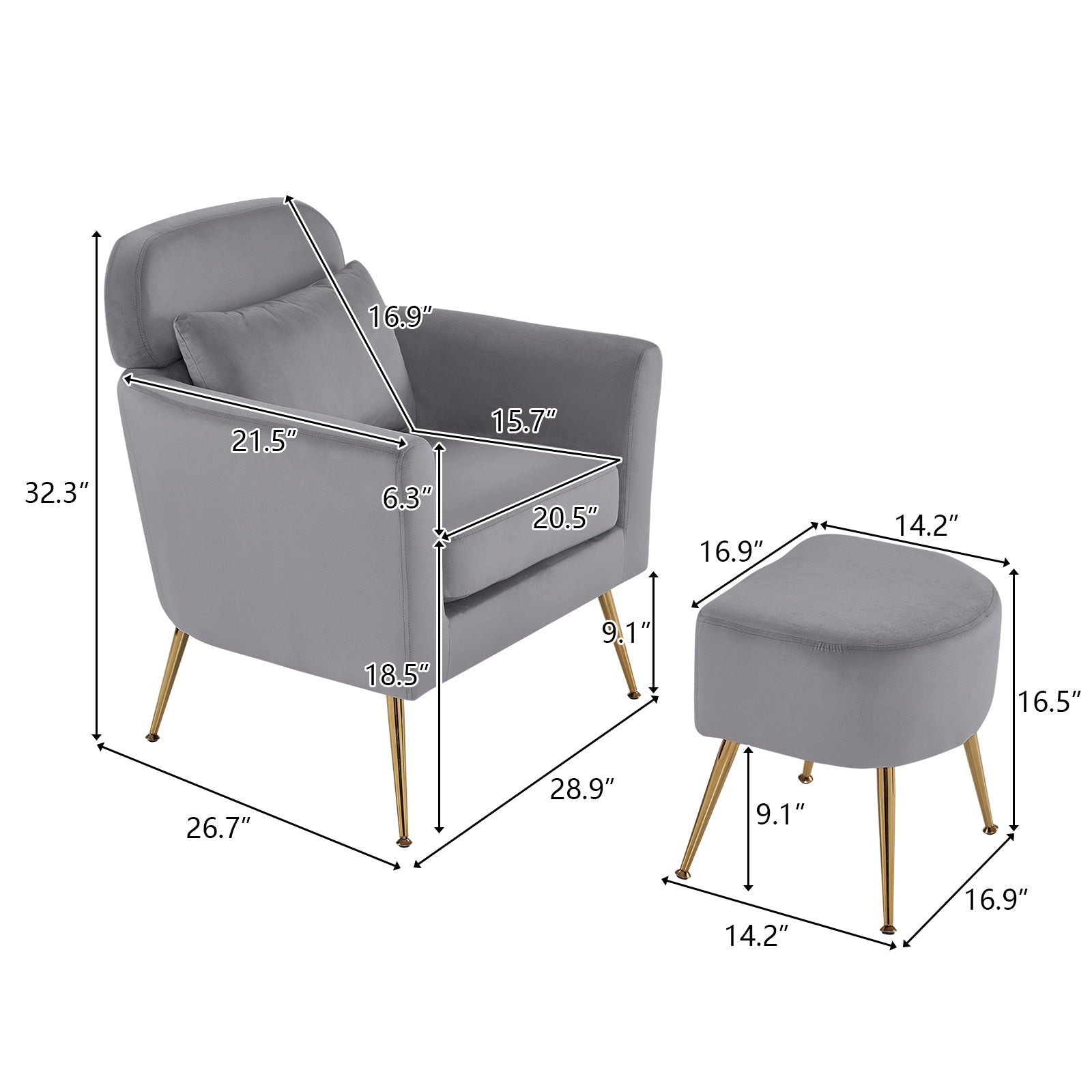 Dark Gray Flannelette Single Chair W250