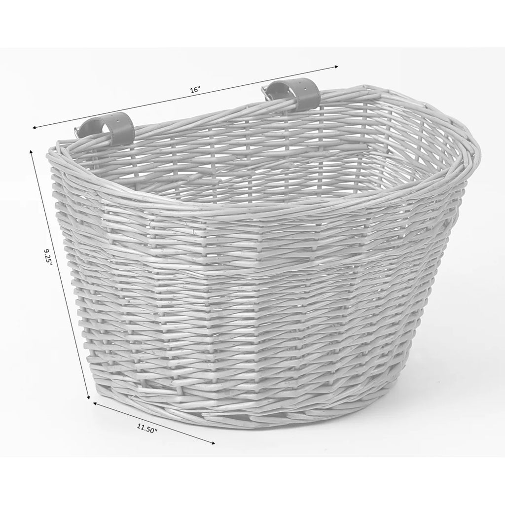 Wicker Front Bike Storage Basket with Faux Leather Straps J315994