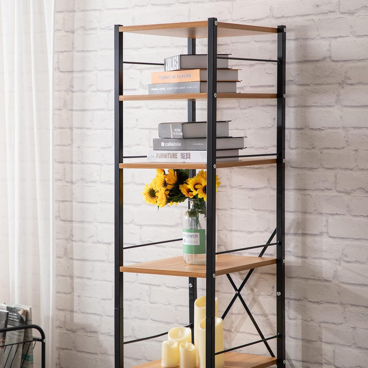 Black 7 Tier Metal Corner Storage Shelf L965