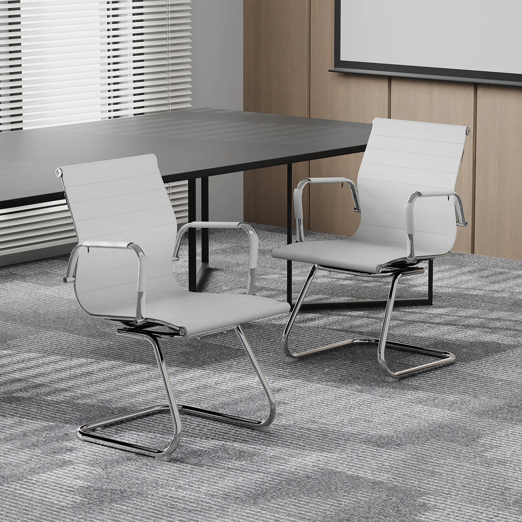 White PU Leather Mid Back Office Chair A54729