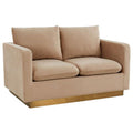 Beige Velvet Loveseat with Gold Frame E94285