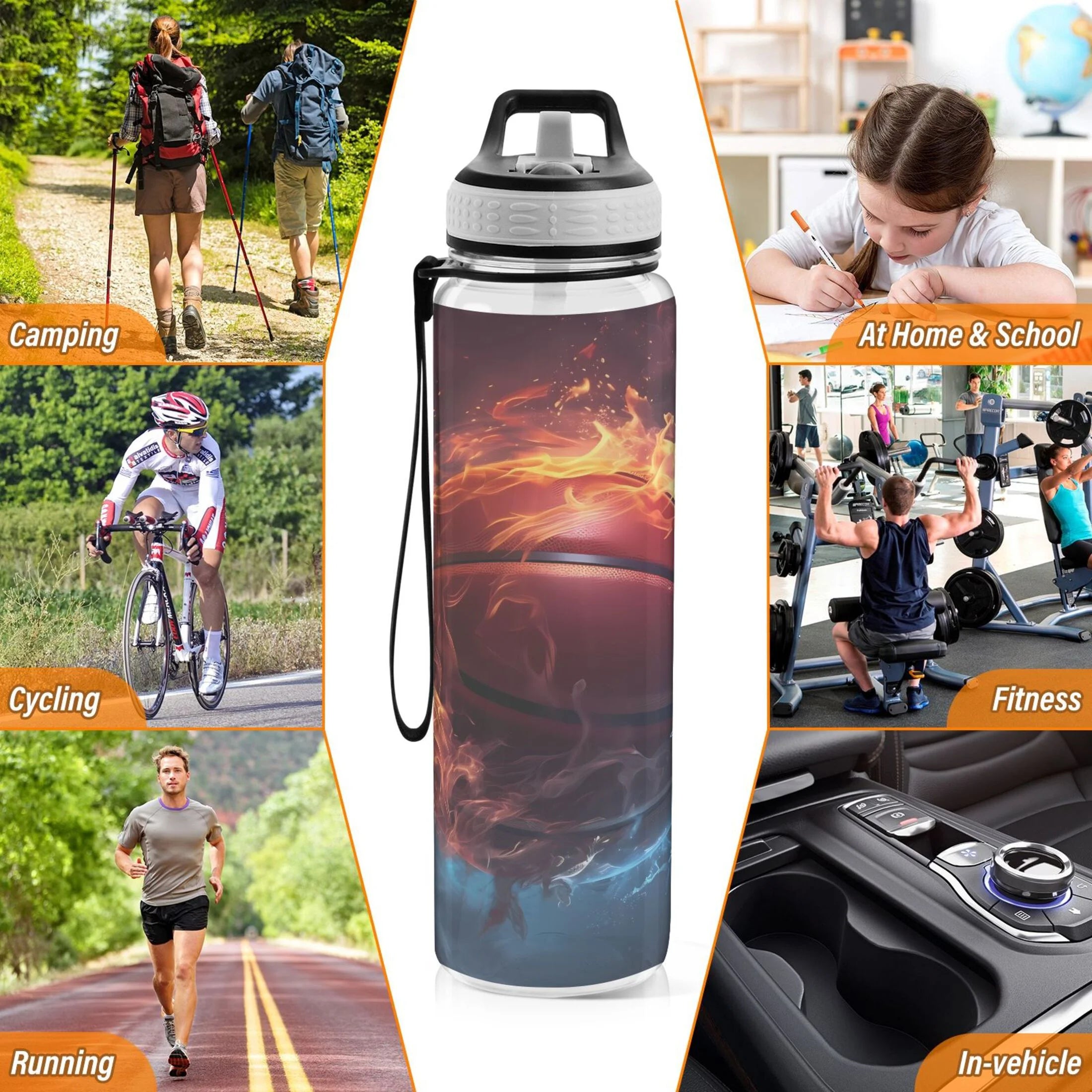 32oz Tritan Leakproof Clear Sports Water Bottle N244728
