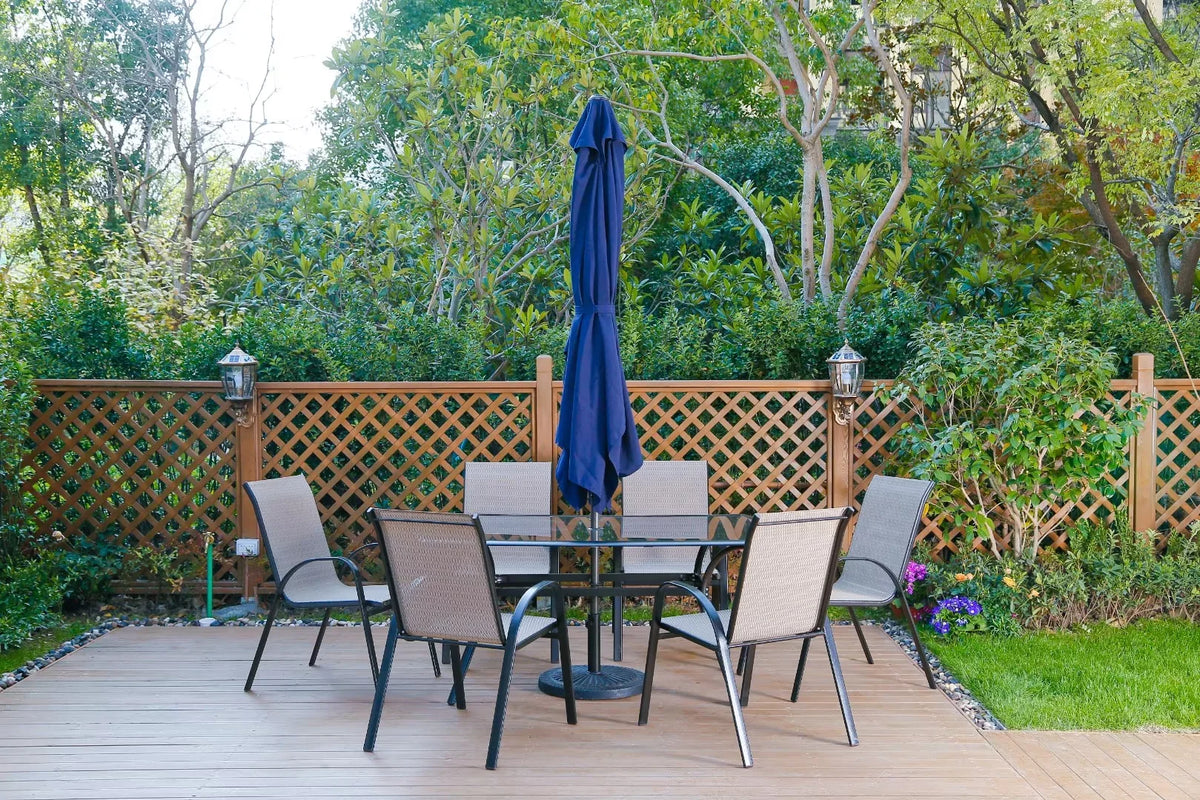 Navy Blue Outdoor Patio Umbrella with Stand H87983
