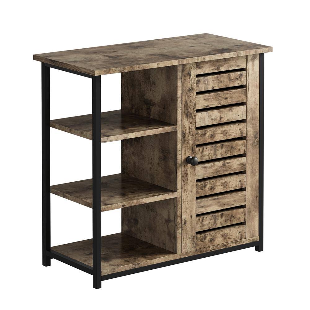 Gray 3 Open Shelves and Door Storage Accent Cabinet with Metal Frame O209