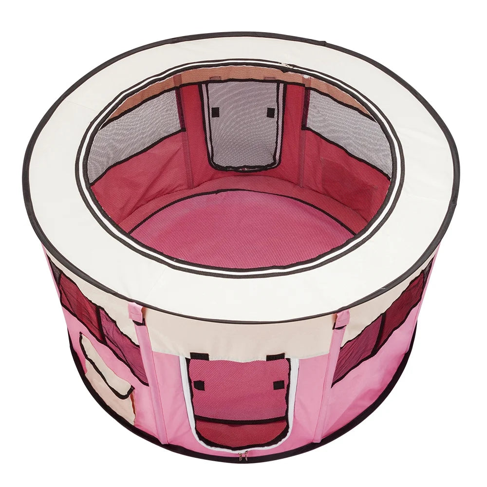 Pink 8 Panel Pet Playpen with Carry Bag L864