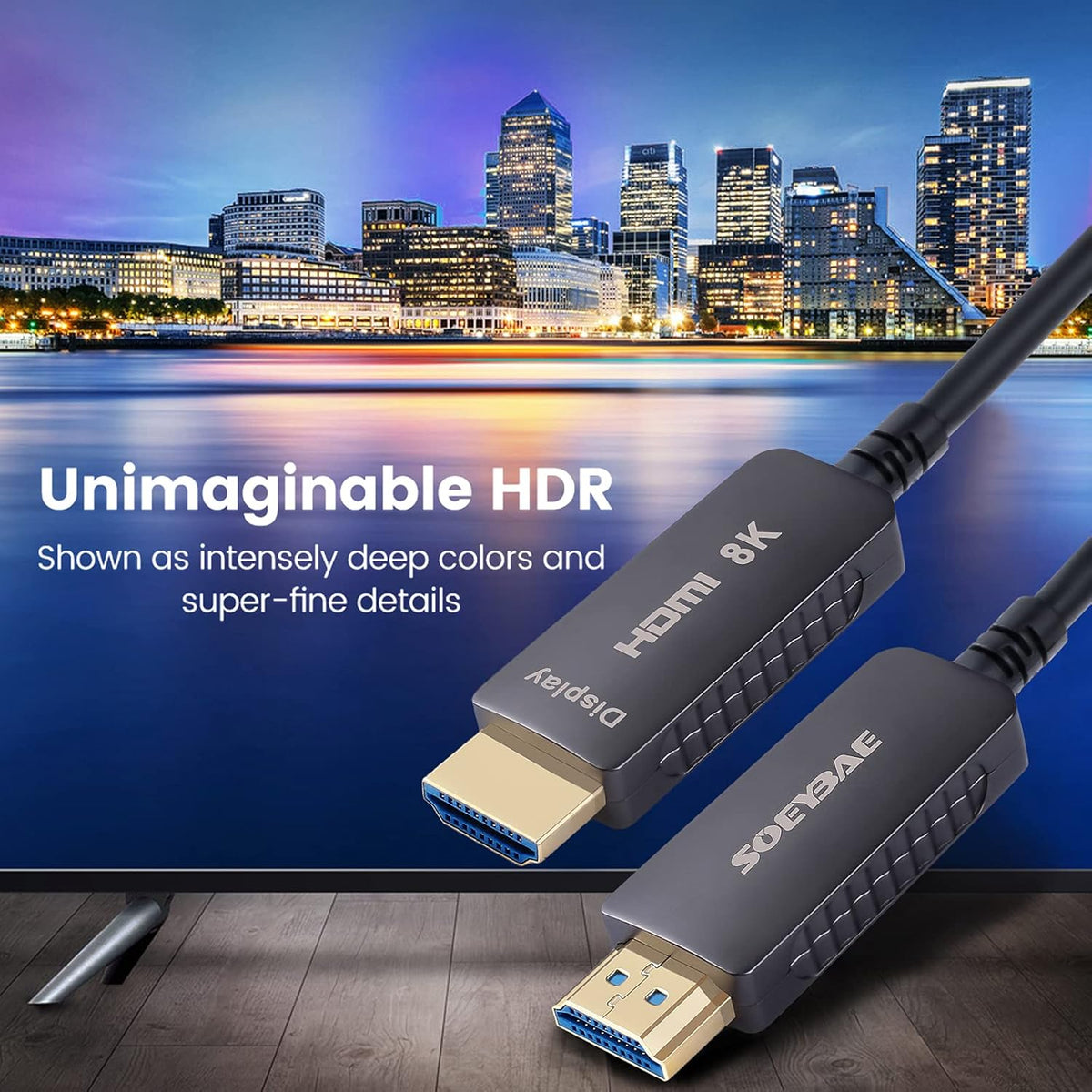 8K HDMI Fiber Optic Cable HDMI 2.1, 100ft, Pack of 2 J6624
