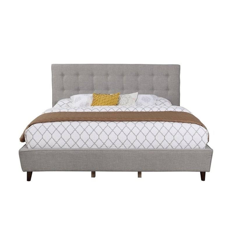 King Sized Gray Linen Panel Headboard D18754