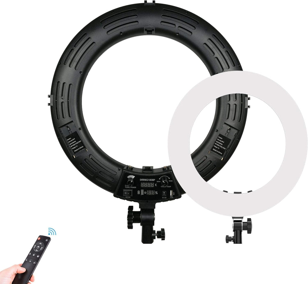 18 Dimmable Bi-Color LED Video Ring Light Kit with Phone Holder and Light Stand N78564