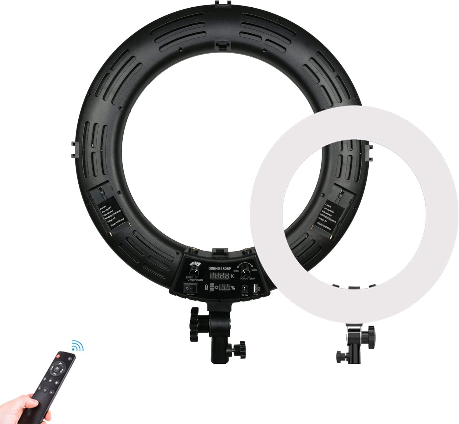 18 Dimmable Bi-Color LED Video Ring Light Kit with Phone Holder and Light Stand N78564