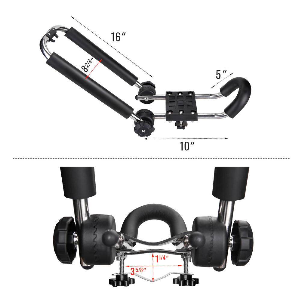 Stainless Steel J-Bar Rack Roof Top Mount with Ratchet Straps, Folding Carrier J461