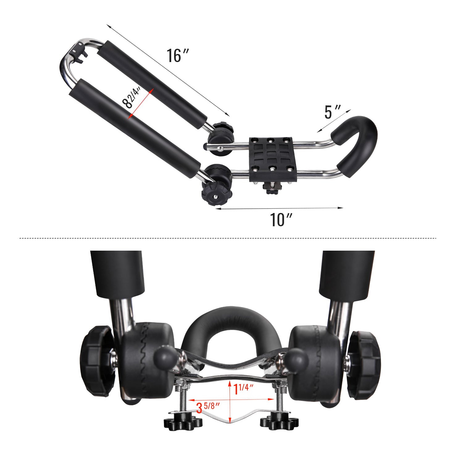 Stainless Steel J-Bar Rack Roof Top Mount with Ratchet Straps, Folding Carrier J461