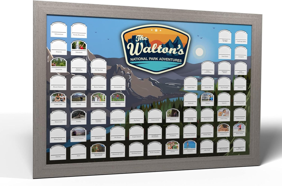 Personalized USA National Parks Photo Map (White Frame) Q561