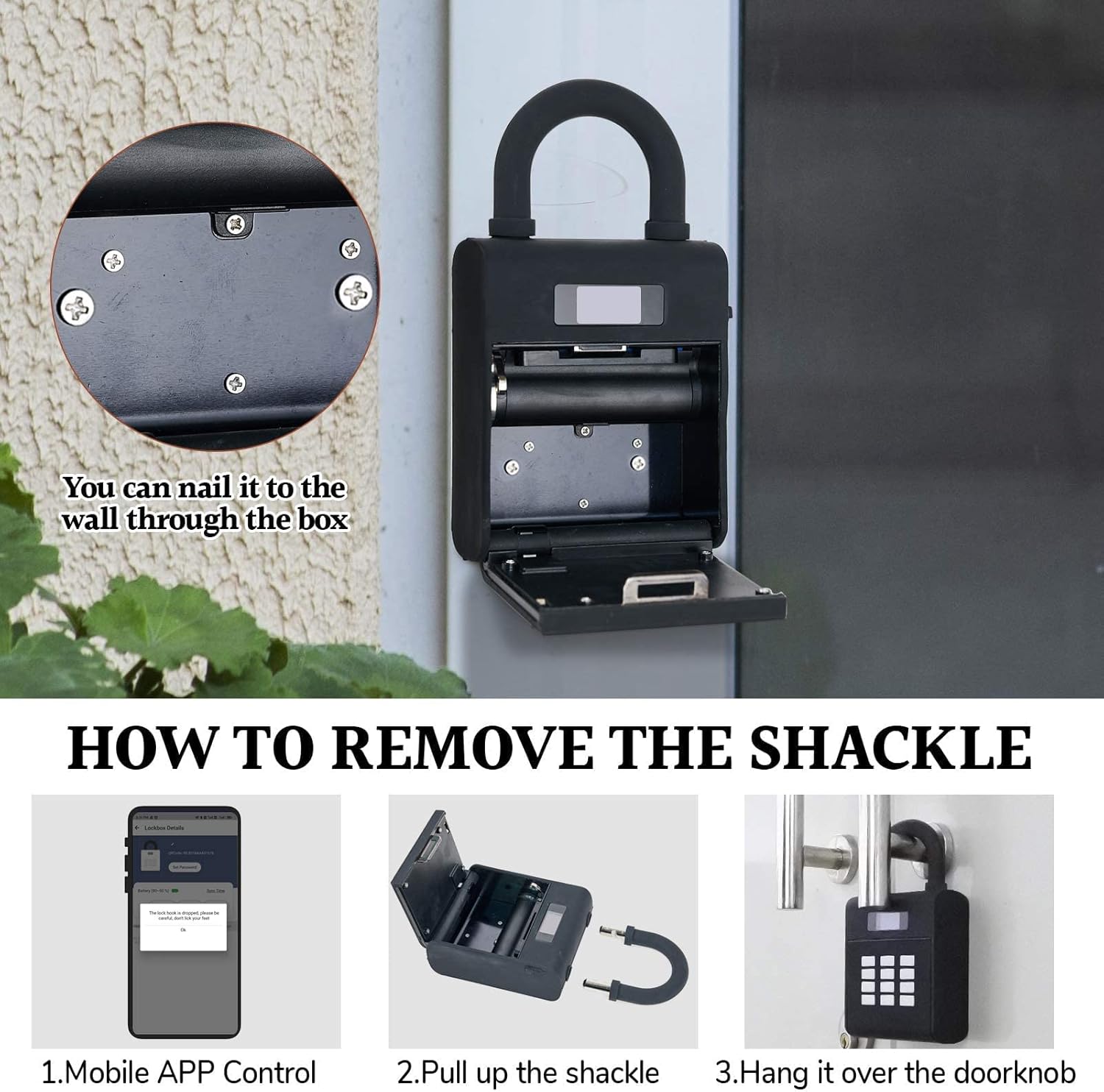 Black Bluetooth Smart Security Lock Box V3656