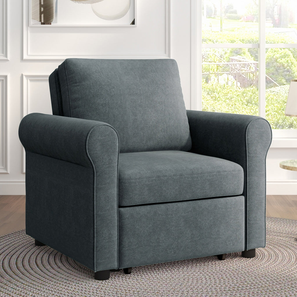 Dark Blue 3-in-1 Convertible Sofa Bed Chair S299