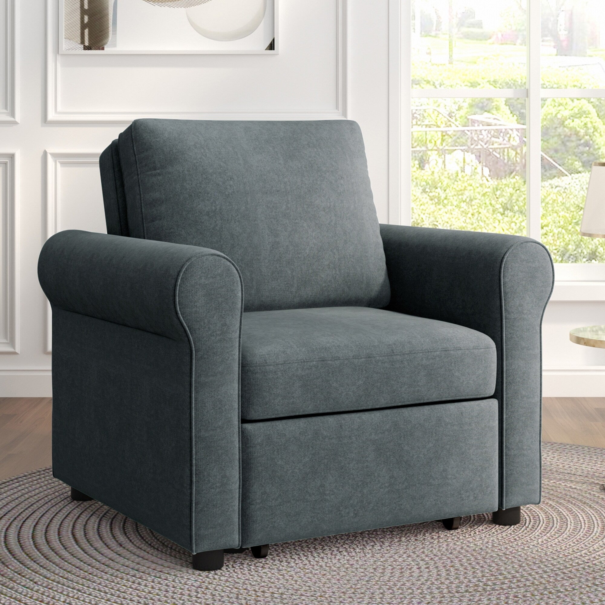 Dark Blue 3-in-1 Convertible Sofa Bed Chair S299