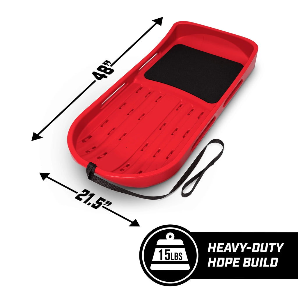 Red Snow Sled with Pull Strap and Padded Seat H599