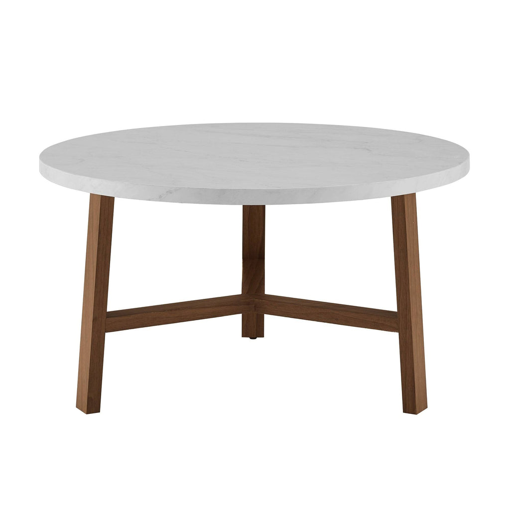 Round Faux Marble Top Coffee Table I391