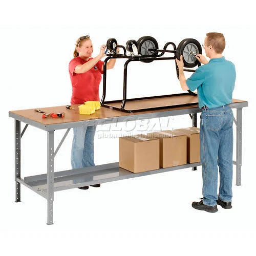 Heavy-Duty Extra Long Assembly Workbench Hardboard Top - Gray L54899