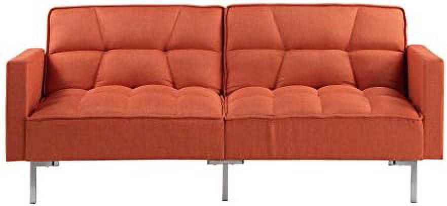 Modern Linen Convertible Futon Sofa Bed 2-in-1 Sleeper Sofa with 2 Pillows Q363