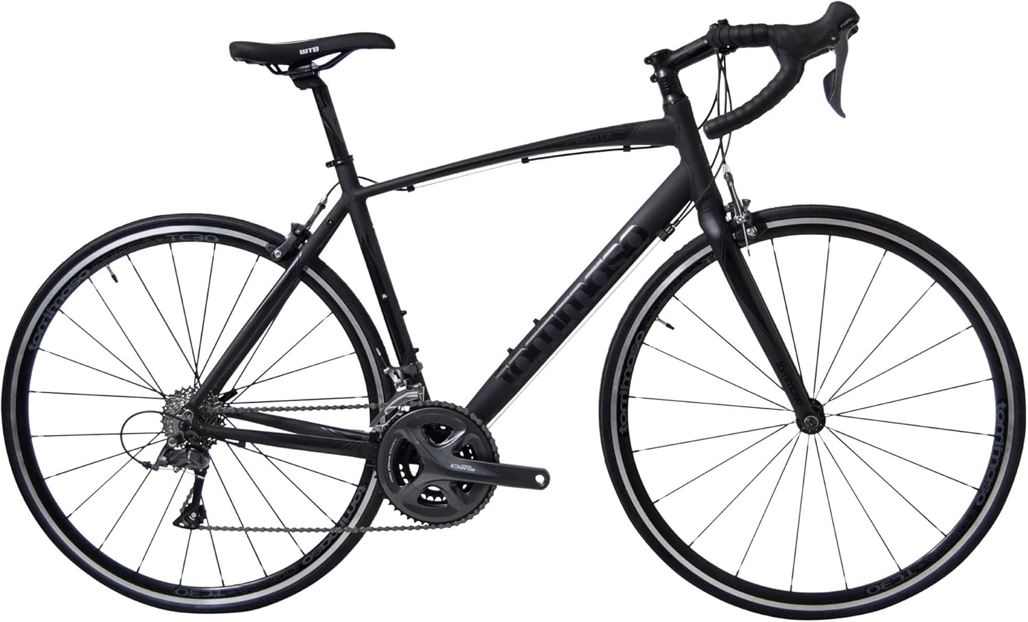 Matte Black Aluminum Road Bike with Carbon Fork F315