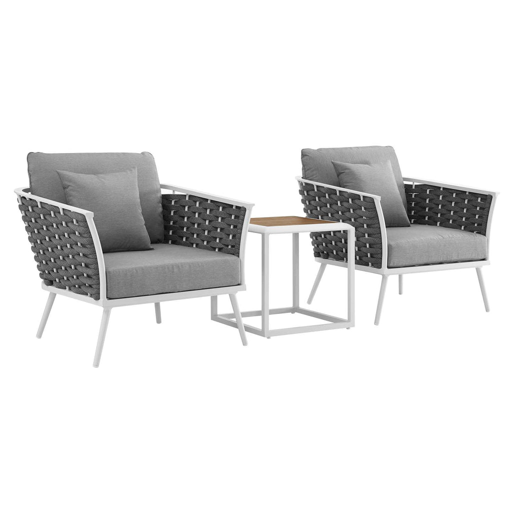 White Gray 3 Piece Outdoor Aluminum Sectional Sofa Set R3082