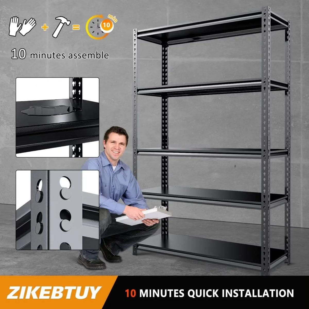 Heavy Duty 5-Tier Metal Garage Storage Shelving Rack, 35.8" W x 16.2" D x 72" H E7352