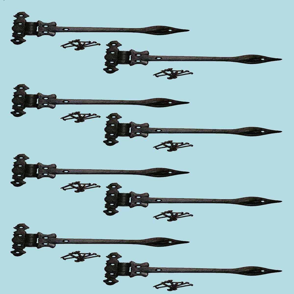 8 Strap Hinges Wrought Iron Spear Tip 11-3/4x22 Q140
