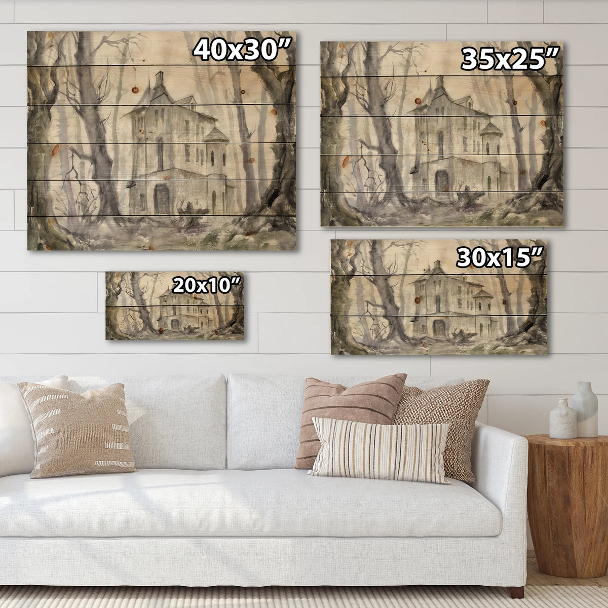 Traditional Print on Natural Pine Wood Y4607