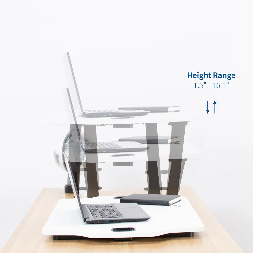 White Height Adjustable Standing Desk Monitor Riser E454096