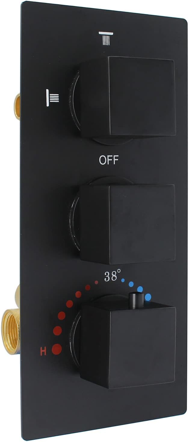 Matte Black 3 Way Brass Shower Valve Z42409