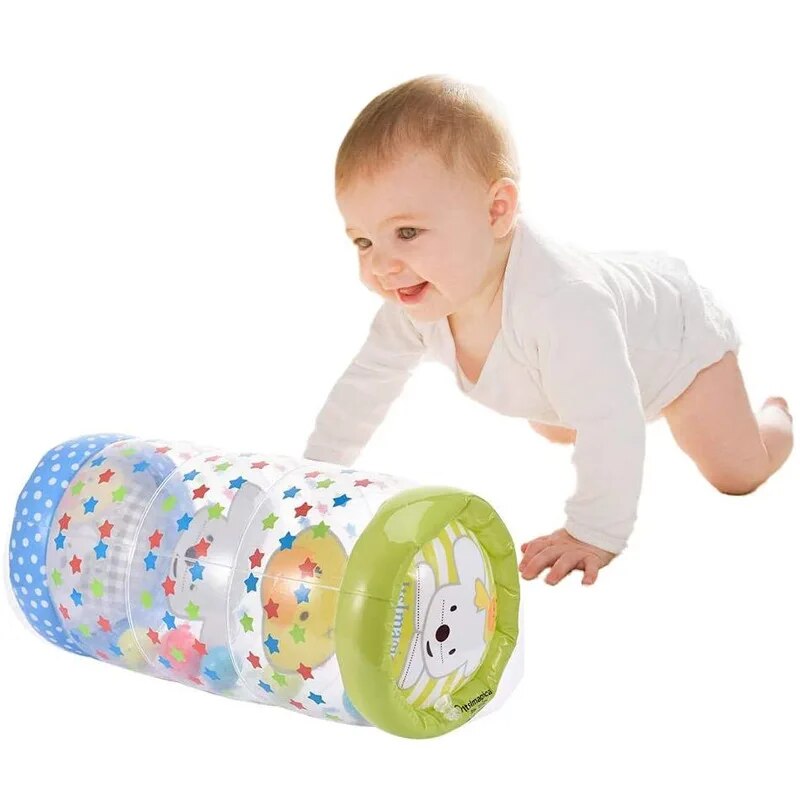 Inflatable Baby Crawling Roller Toy with Rattle and Ball PVC Early Educational Toy I386400