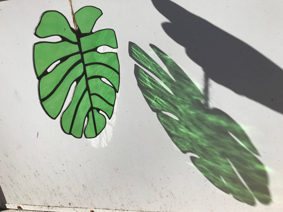 Stained Glass Monstera Leaf F795